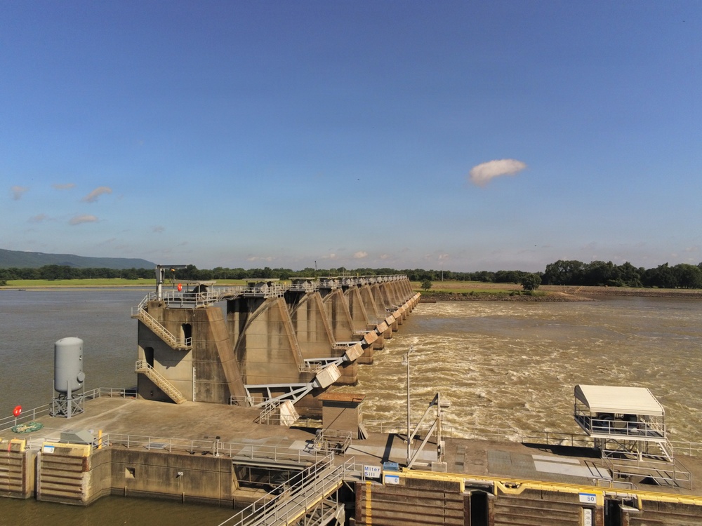 UAS photo of Ormond Lock and Dam