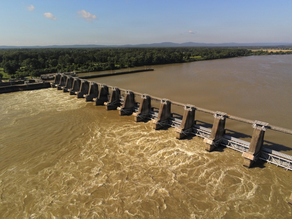 UAS photo of Ormond Lock and Dam