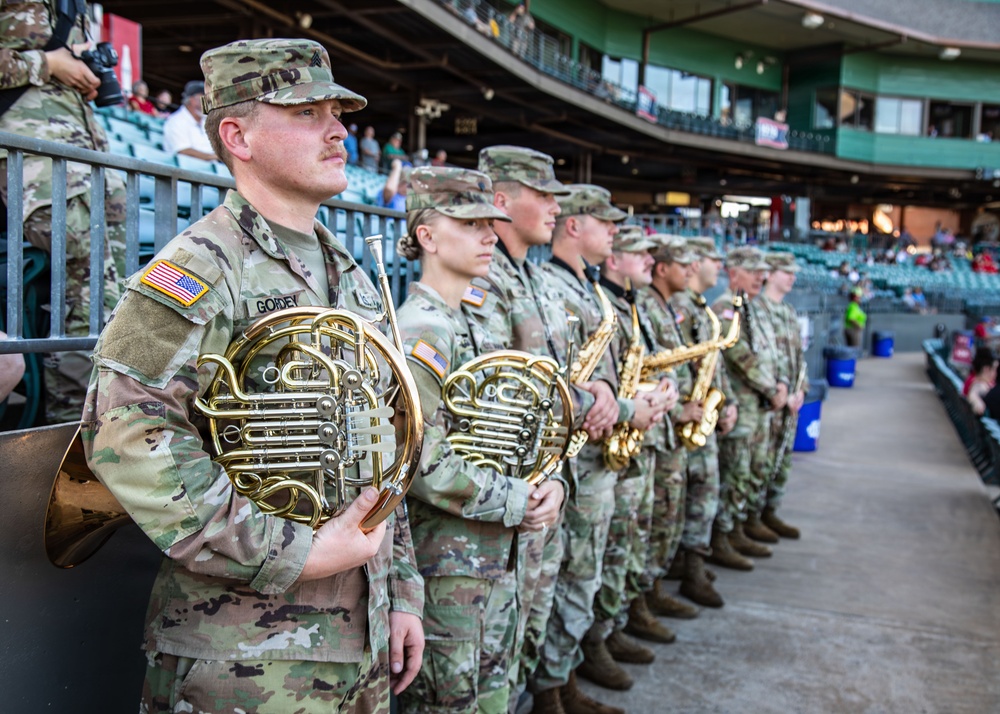 106th Army Band Performs National Anthem at Arkansas Travelers Baseball Game