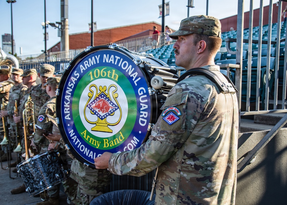 106th Army Band Performs National Anthem at Arkansas Travelers Baseball Game