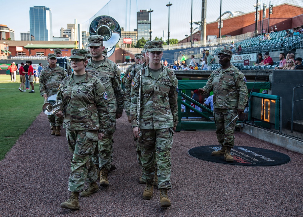 106th Army Band Performs National Anthem at Arkansas Travelers Baseball Game