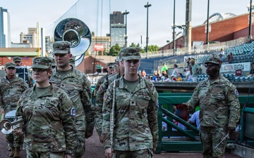 106th Army Band Performs National Anthem at Arkansas Travelers Baseball Game