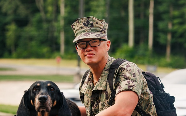 Therapy Dog Bristol visits Marines and Sailors aboard MCB Quantico health clinics