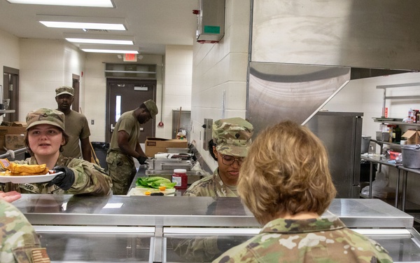 Service members attend the Commander's Prayer Breakfast