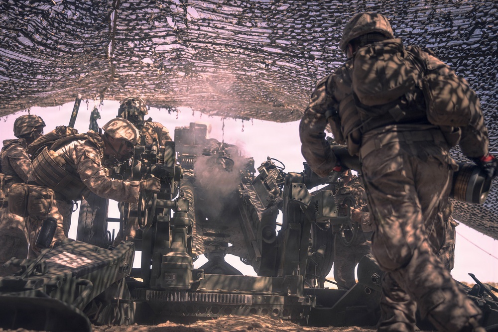 5th Battalion, 14th Regiment, conduct live artillery fire