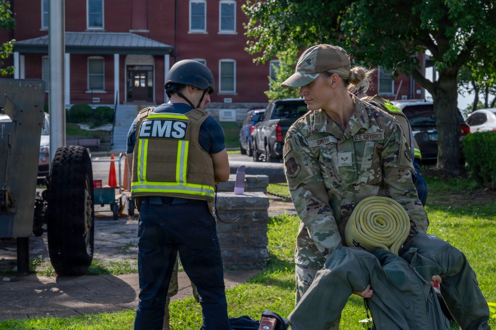 Missouri Air National Guard conducts security training exercise.