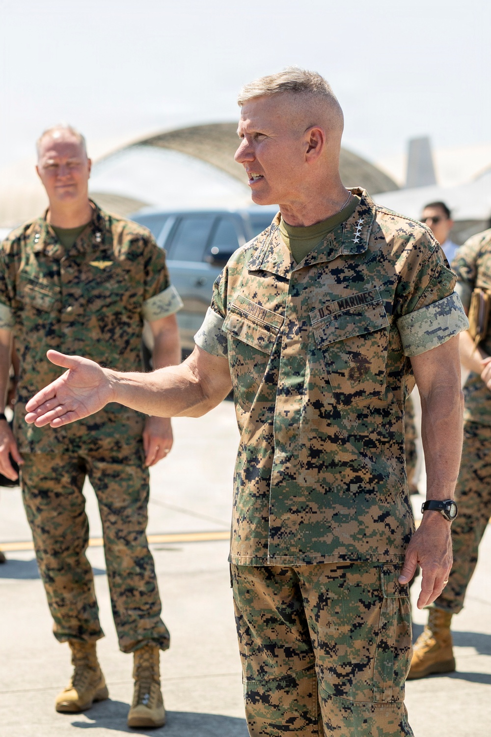 The Commandant, Gen. Eric M. Smith, and the Sergeant Major of the Marine Corps, Sgt. Maj. Carlos A. Ruiz, visit MCAS Cherry Point