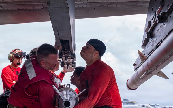 Nimitz Sailors Load Ordnance