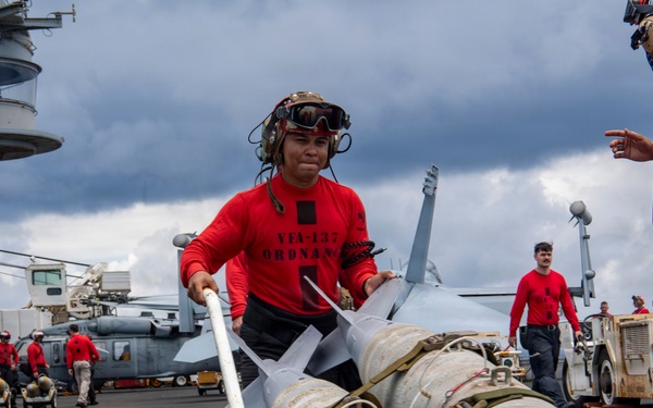 Nimitz Sailors Load Ordnance