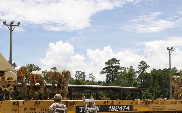 Soldiers from 441st Transportation Company conduct rail operations training