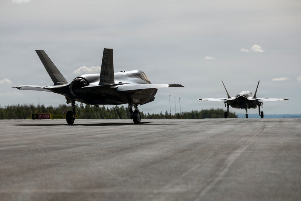 U.S. Marines with VMFA-224 conduct flight operations during Ramstein Flag in Finland