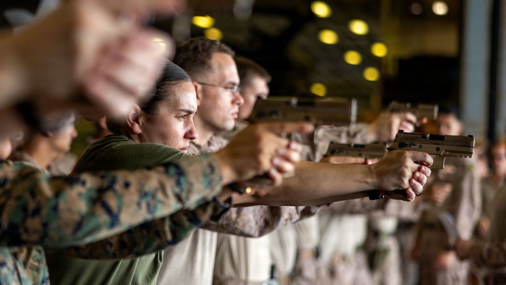 11th MEU Marines, Sailors Conduct a M18 Dry Fire Range Aboard USS Boxer