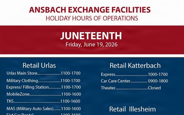 Ansbach Exchange Juneteenth hours