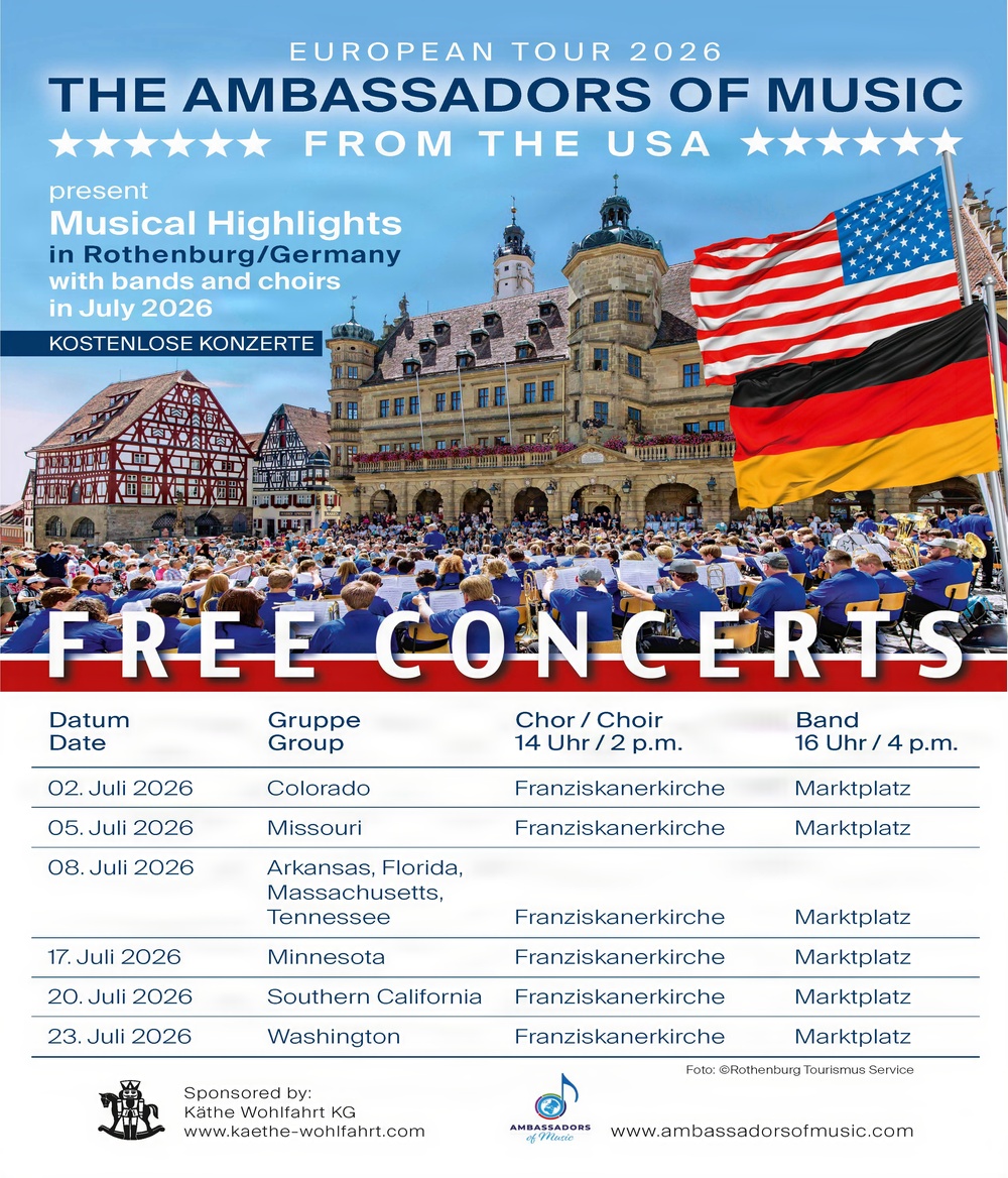 Ambassadors of Music flyer July 2026
