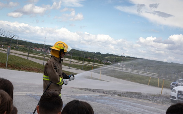 KFOR hosts Public safety Day for Kamenicë/Kamenica English Language Corner students at Camp Bondsteel