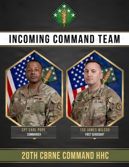 20th CBRNE Command’s Headquarters Company Welcomes New Leadership Team