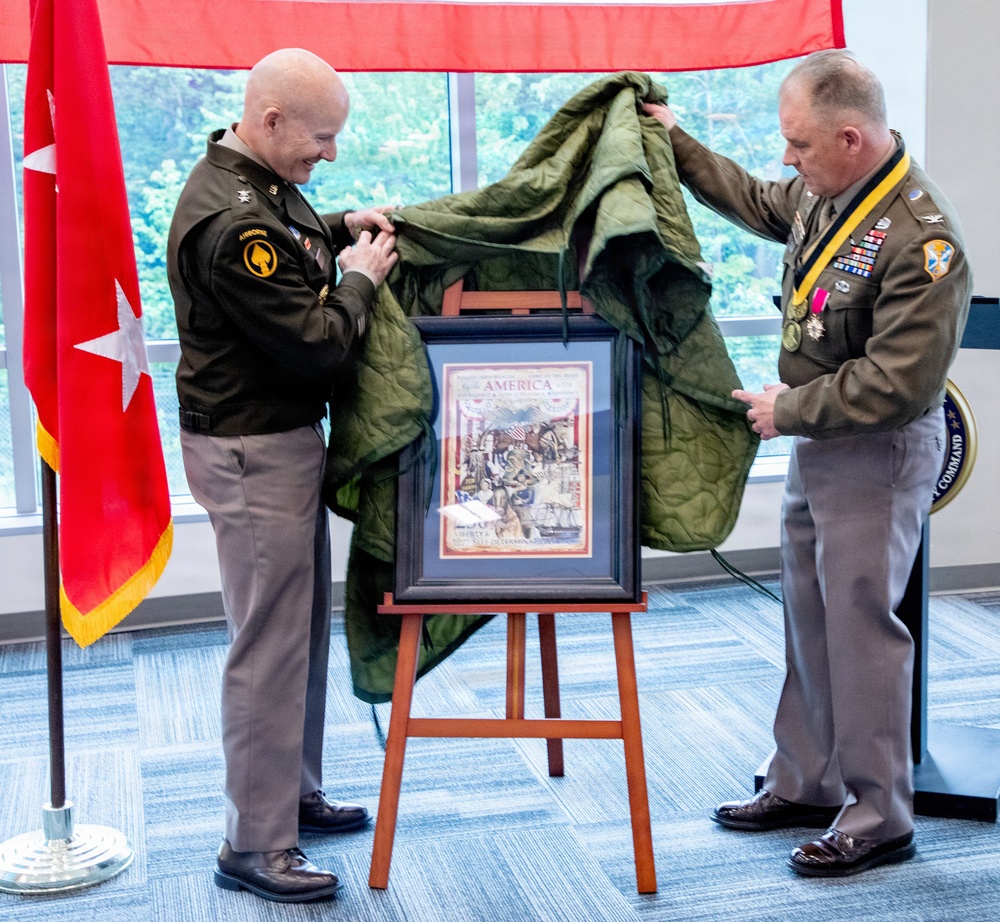 Officer, artist presents command with America 250th fine art during retirement ceremony