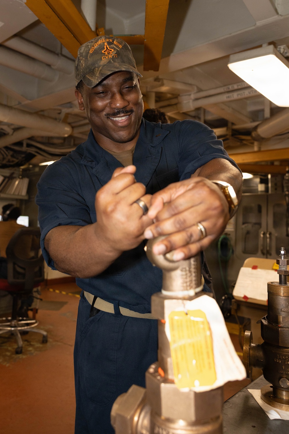 USS George H.W. Bush maintains a pop valve