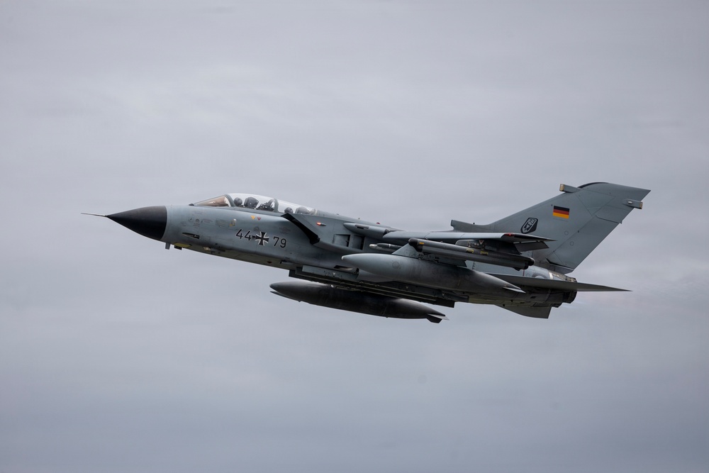 VMFA-224 and NATO service members participate in a media day during Ramstein Flag 2026