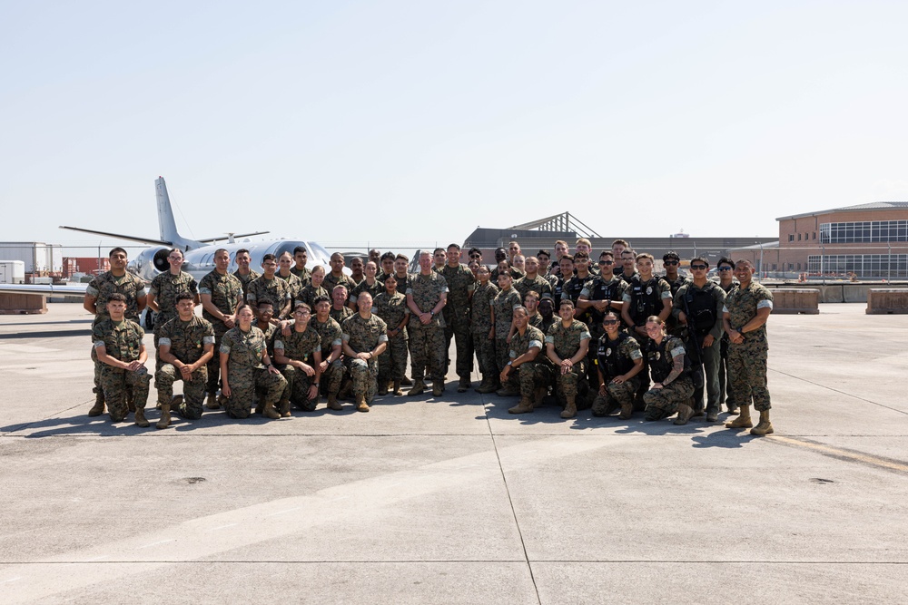 The Commandant, Gen. Eric M. Smith, and the Sergeant Major of the Marine Corps, Sgt. Maj. Carlos A. Ruiz, visit MCAS Cherry Point