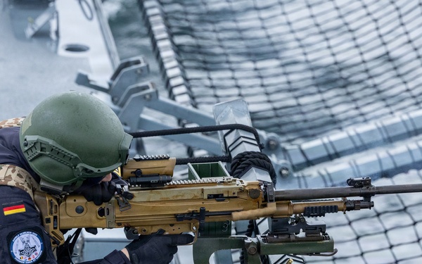 German Navy Braunschweig-class corvette FGS Erfurt (F262) conduct live fire gun exercise (GUNEX) during Baltic Operations (BALTOPS) 2026