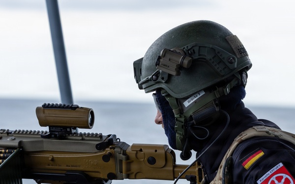 Navy Braunschweig-class corvette FGS Erfurt (F262) conduct live fire gun exercise (GUNEX) during Baltic Operations (BALTOPS) 2026