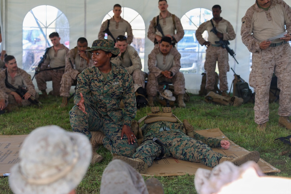 U.S. Marines are taught TCCC training during exercise Sea Breeze 26 in Romania