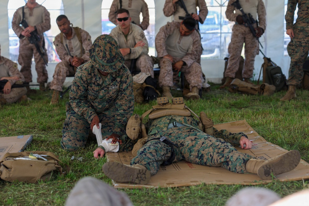 U.S. Marines are taught TCCC training during exercise Sea Breeze 26 in Romania