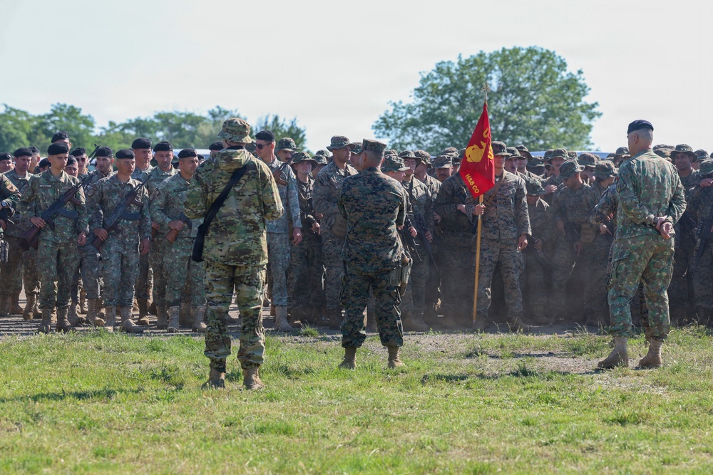 U.S. Marines participate in exercise Sea Breeze 26 opening ceremony in Romania