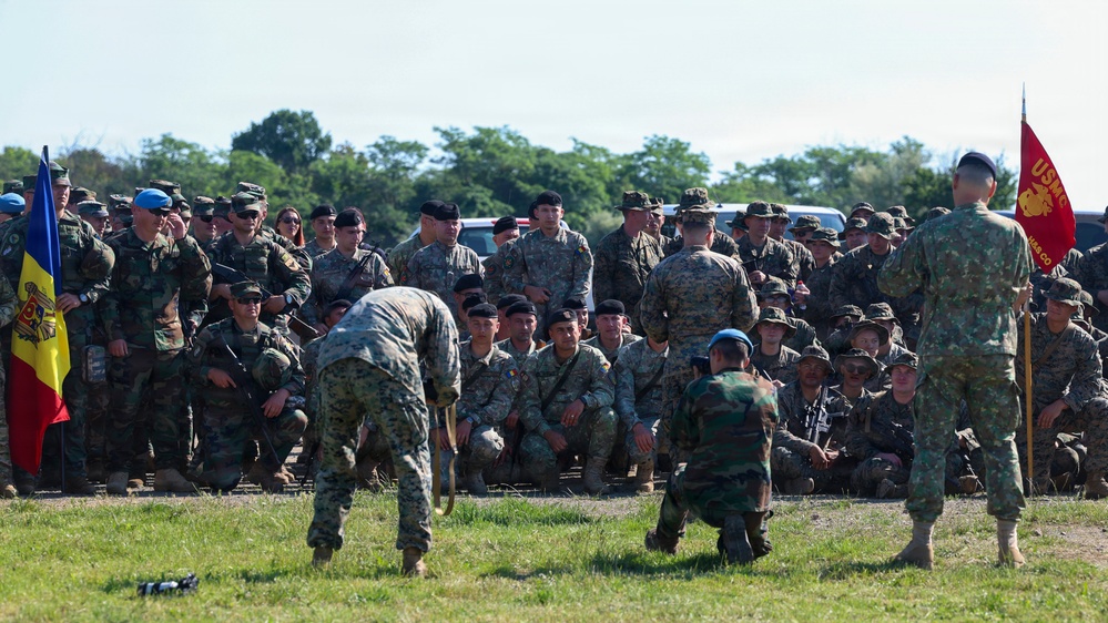 U.S. Marines participate in exercise Sea Breeze 26 opening ceremony in Romania