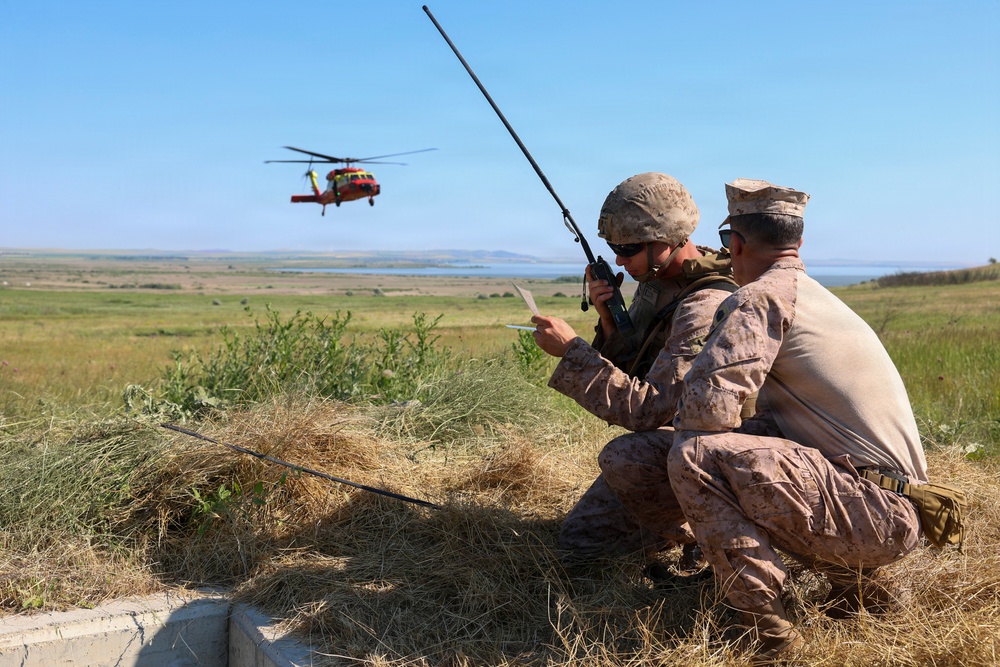 U.S. Marines and Romanian emergency responders conduct casualty evacuation drill during Sea Breeze 26