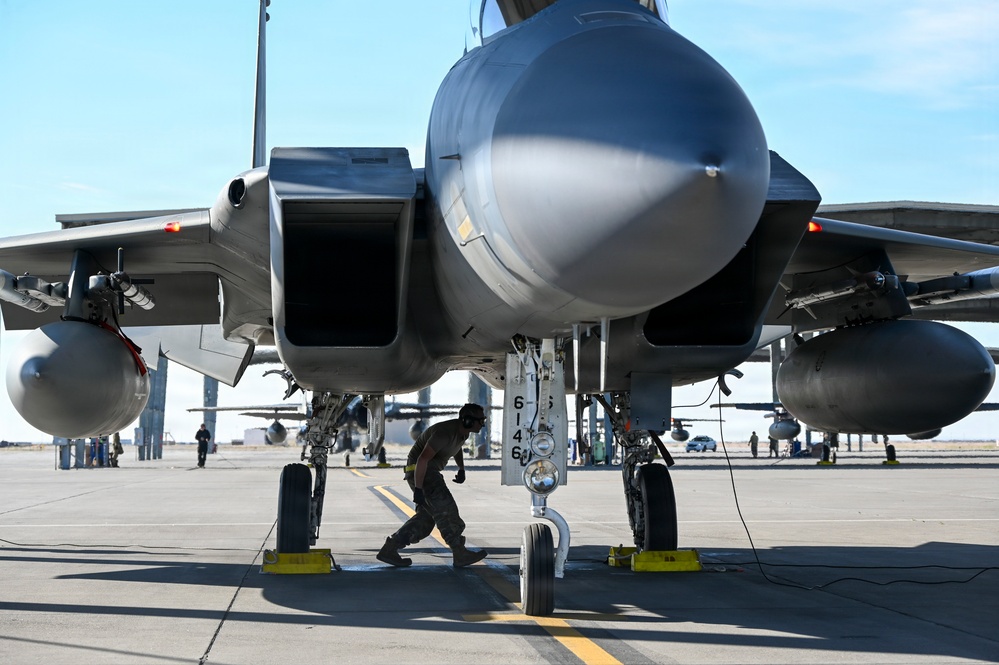 15Cs train with F-15Es at Mountain Home AFB