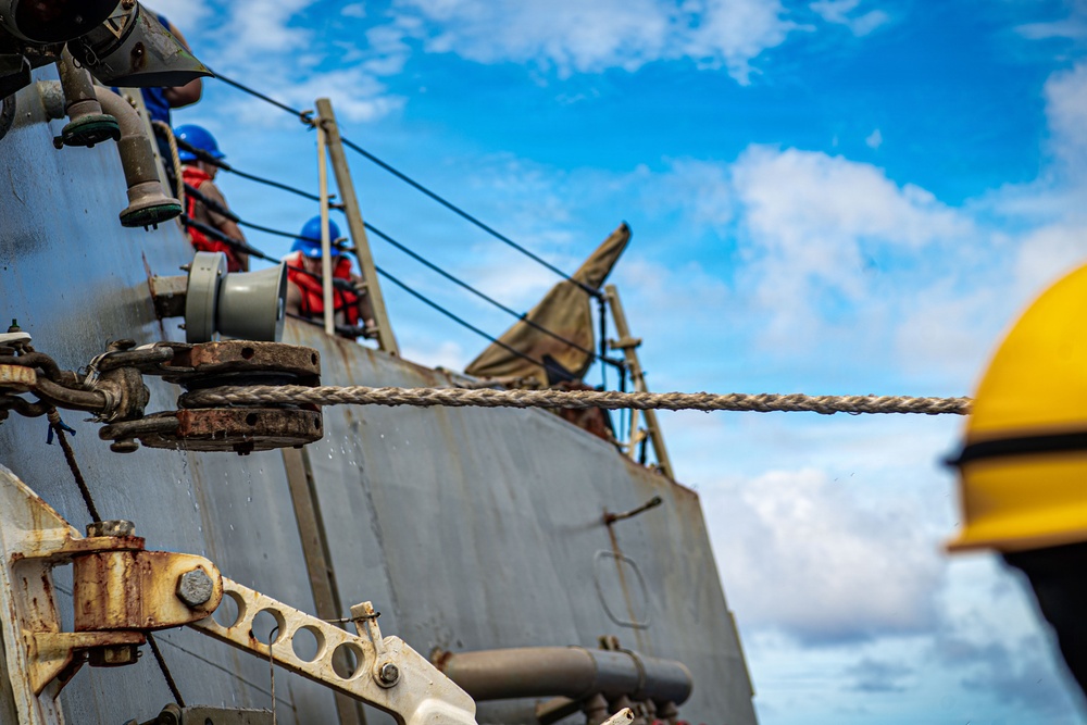 USS Gridley Conducts Refueling-At-sea
