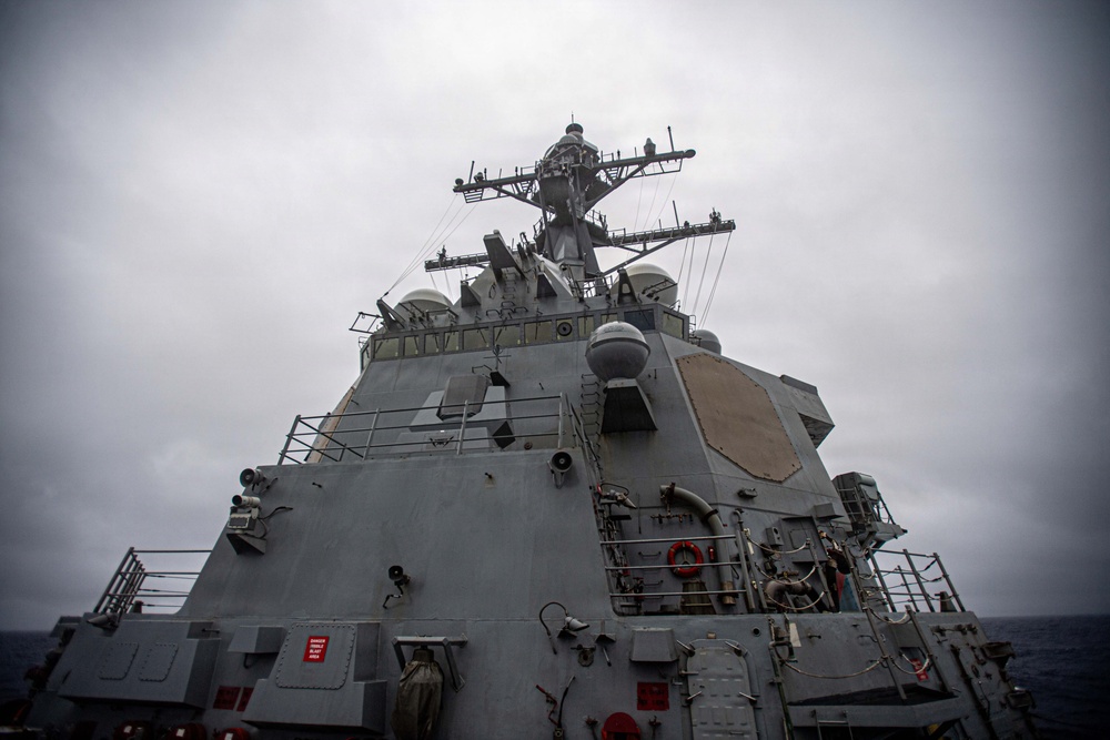 USS Gridley Steams Through The Rain