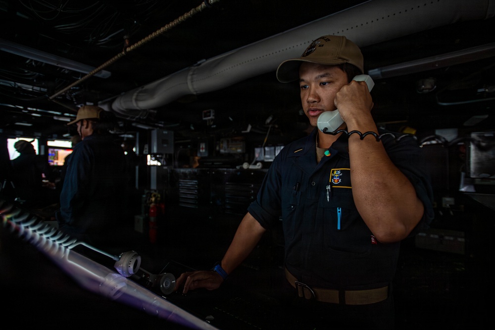 USS Gridley Sailors Stand Lookout Watch