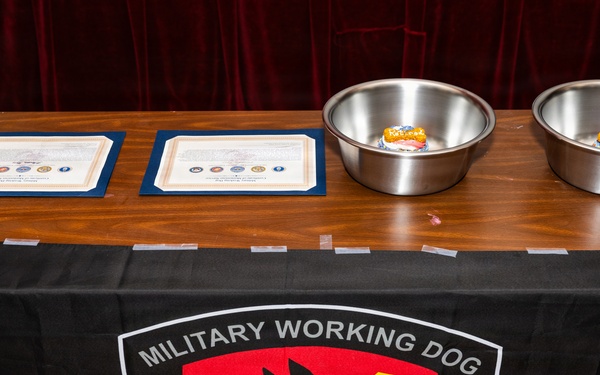 Military Working Dog Retirement Ceremony Honors CCoolahan and PPuritan