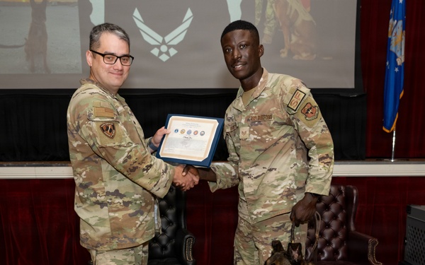 Military Working Dog Retirement Ceremony Honors CCoolahan and PPuritan