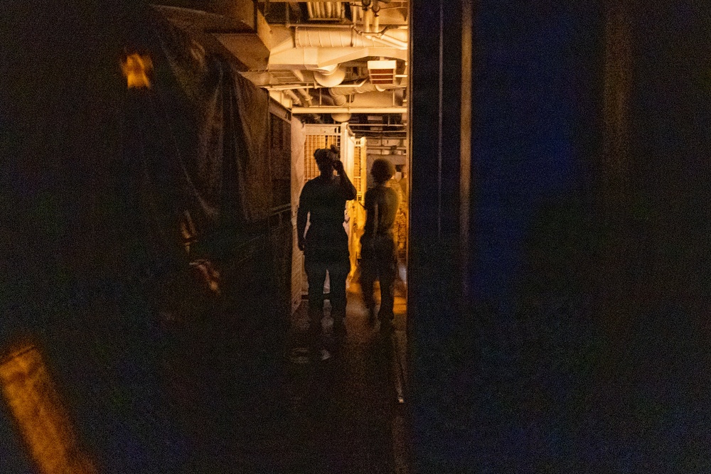 11th MEU Marines, Sailors Conduct A Night Vision Device Familiarization Class Aboard USS Boxer