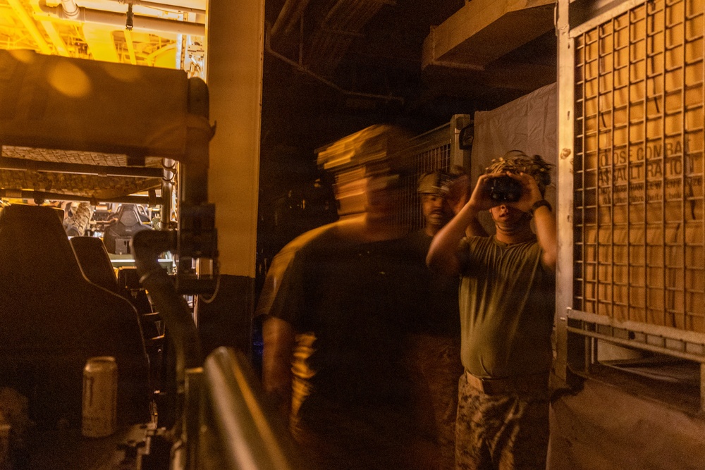 11th MEU Marines, Sailors Conduct A Night Vision Device Familiarization Class Aboard USS Boxer