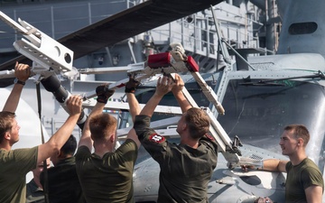 Boxer Sailors, 11th MEU Marines Conduct Aircraft Maintenance