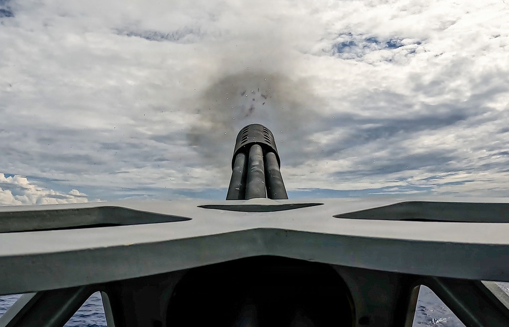 USS Mustin conducts a CIWS PAC fire