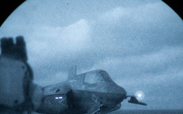 26th Marine Expeditionary Unit’s Type Commander's Amphibious Training | F-35B Lightning II Low-Light Carrier Qualification