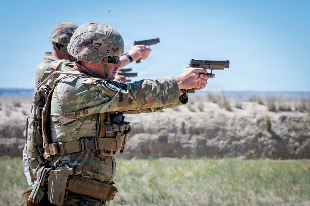 Wyoming Soldiers test pistol marksmanship during day two of 2026 TAG Match