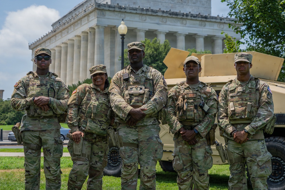 Mississippi National Guard Soldiers patrol ahead of UFC Freedom 250 in Washington, D.C.