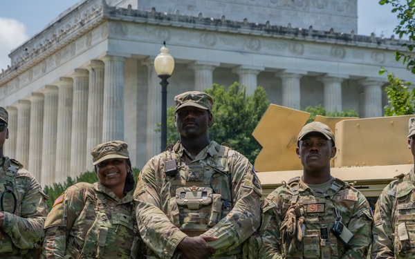 Mississippi National Guard Soldiers patrol ahead of UFC Freedom 250 in Washington, D.C.