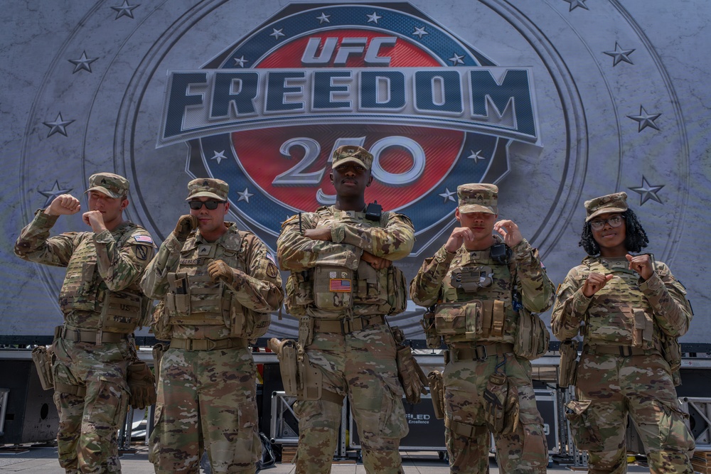 Mississippi National Guard Soldiers patrol ahead of UFC Freedom 250 in Washington, D.C.