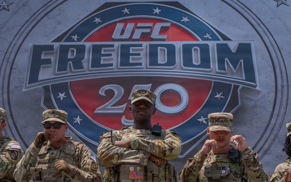 Mississippi National Guard Soldiers patrol ahead of UFC Freedom 250 in Washington, D.C.