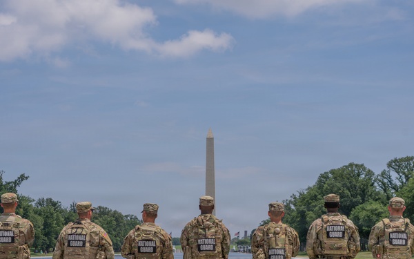 Mississippi National Guard Soldiers patrol ahead of UFC Freedom 250 in Washington, D.C.