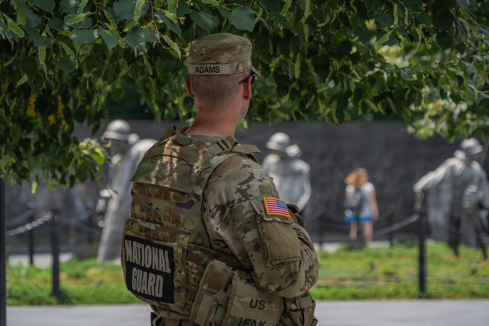 Mississippi National Guard Soldiers patrol ahead of UFC Freedom 250 in Washington, D.C.