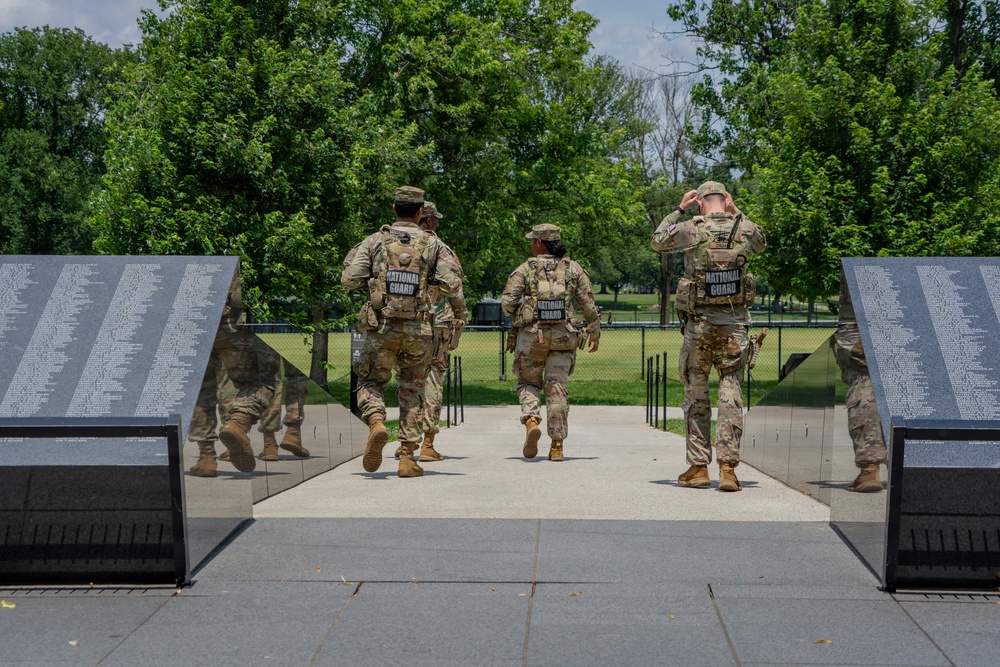 Mississippi National Guard Soldiers patrol ahead of UFC Freedom 250 in Washington, D.C.